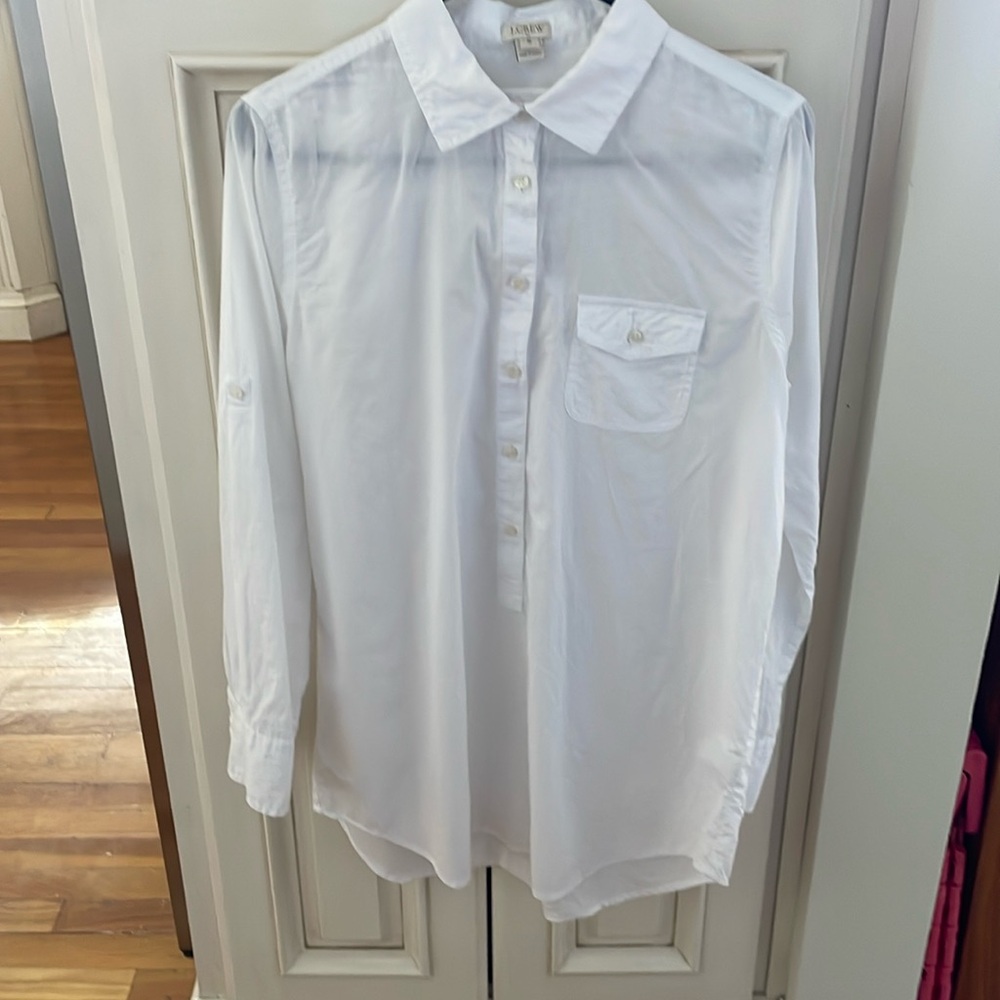 J. Crew white tunic shirt, size small
